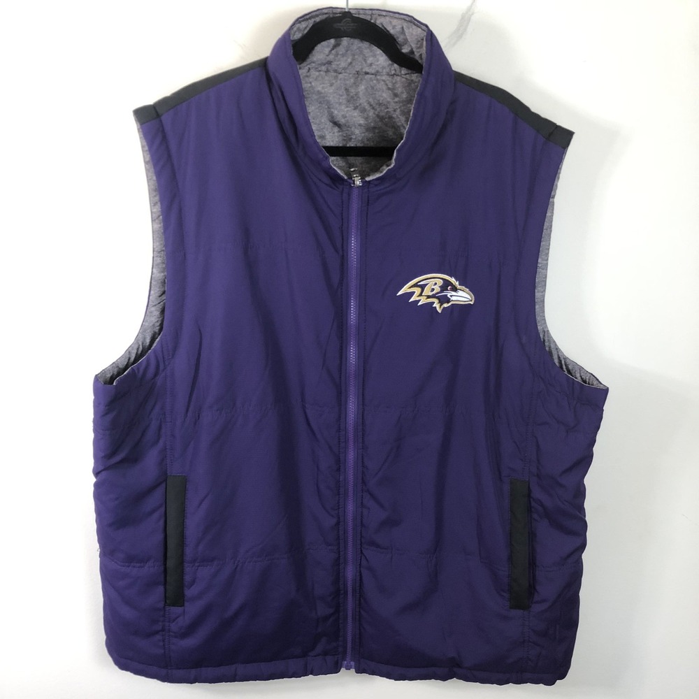 Baltimore Ravens NFL G-III Reversible Puffer Vest Men's Sz XXL Purple Gray